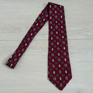 Burberry Maroon Tie with Teal and Gray Ovals